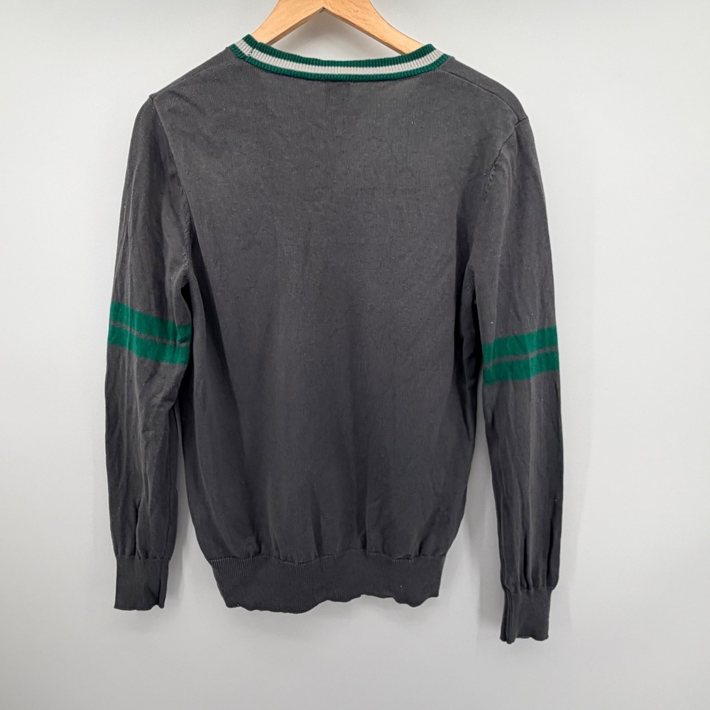 Harry Potter Slytherin Cardigan Adult Medium Gray Green Striped Knit Sweater - Picture 3 of 6